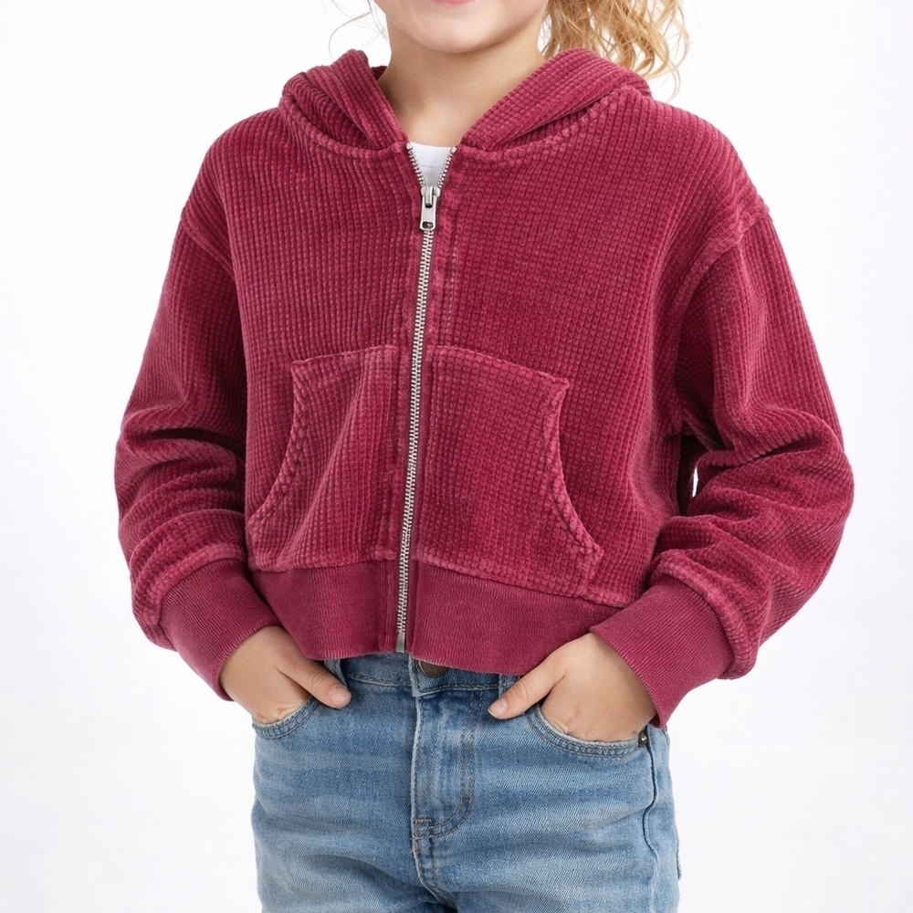 Speechless Girls Small Maroon Zip-Up Hoodie